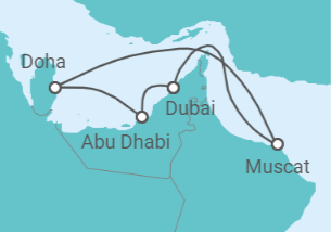 7 Night Middle East Cruise On Costa Toscana Departing From Dubai itinerary map