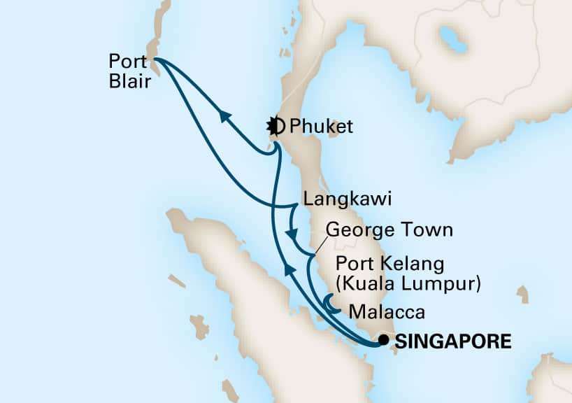 11 Night Asia Cruise On Westerdam Departing From Singapore itinerary map