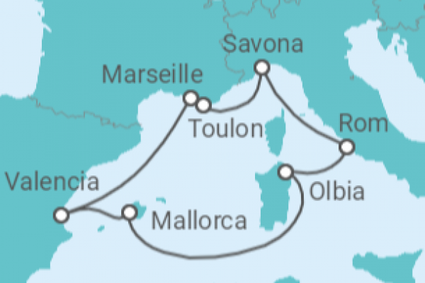7 Night Mediterranean Cruise On Costa Pacifica Departing From Toulon