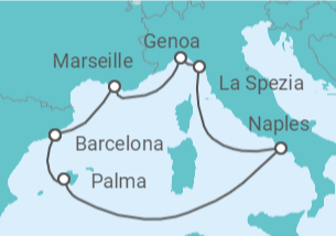 7 Night Mediterranean Cruise On MSC Fantasia Departing From Genoa itinerary map