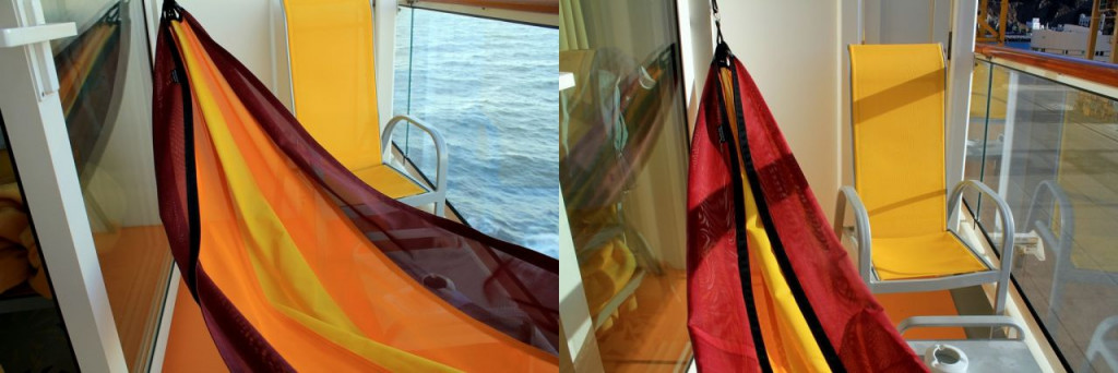 Hammock on the balcony of one of the AIDA Cruises ships