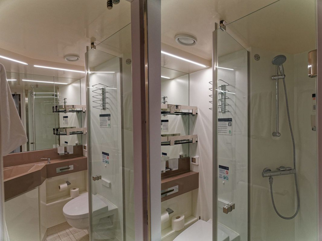 Bathroom in the MSC Seaside cabin