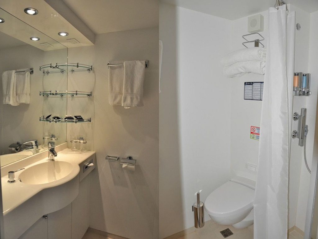 Bathroom in cabin on MSC Fantasia