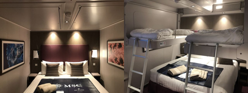 Interior cabin on the MSC Seaside cruise ship