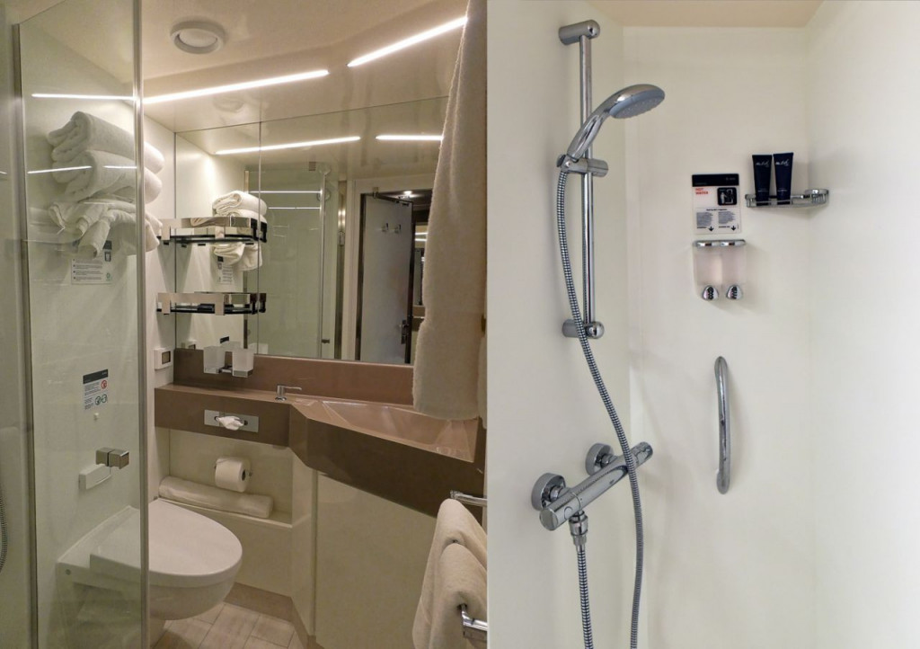 Bathroom in the cabin on the MSC Seaview