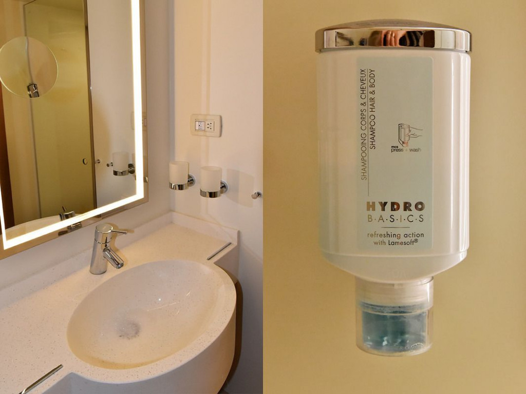 Liquid soap dispenser in the bathroom