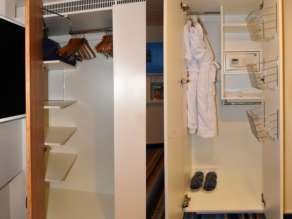 Wardrobe in the cabin on TUI cruise ship