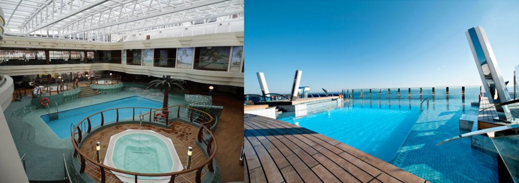 Swimming pools on MSC Preziosa and MSC Divina cruise ships