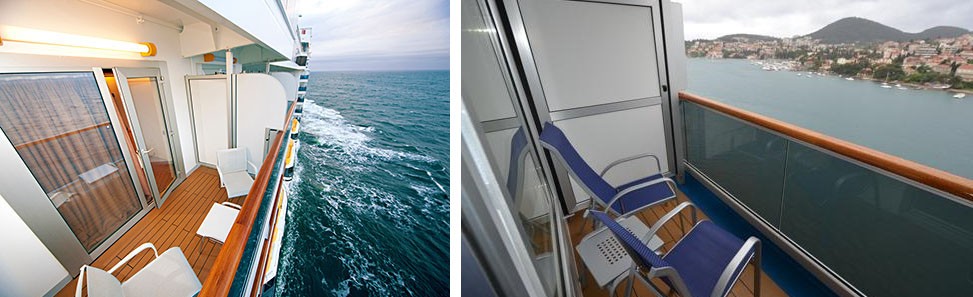 Cruise ship balconies