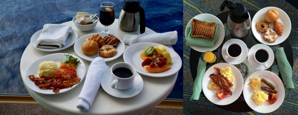 Breakfast served in the cabin at the Royal Caribbean International cruise ship